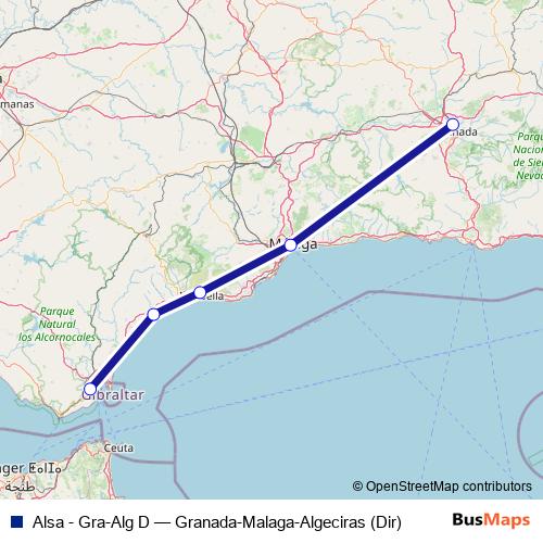 Alsa - Gra-Alg D bus Line Map