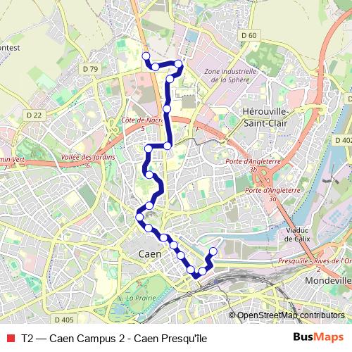 T2 tram Line Map