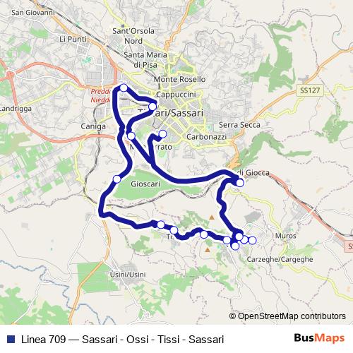 Linea 709 bus Line Map