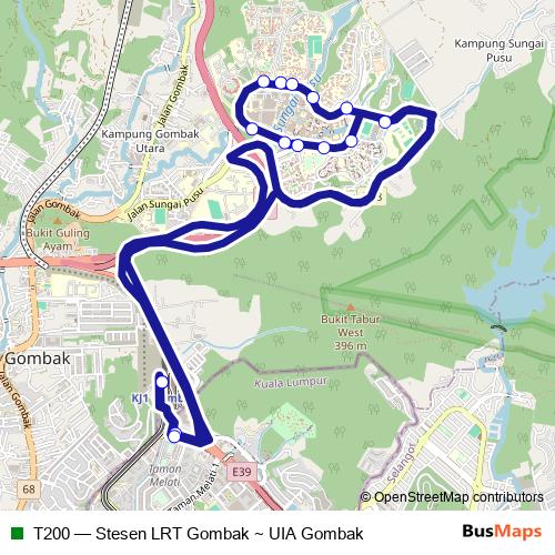 T200 bus Line Map