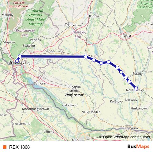 REX 1868 rail Line Map