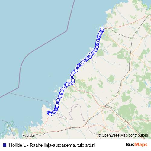 Hollitie L - Raahe linja-autoasema, tulolaituri bus Line Map
