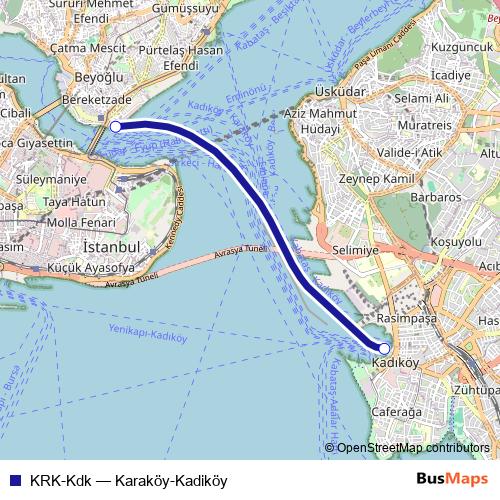 KRK-Kdk ferry Line Map