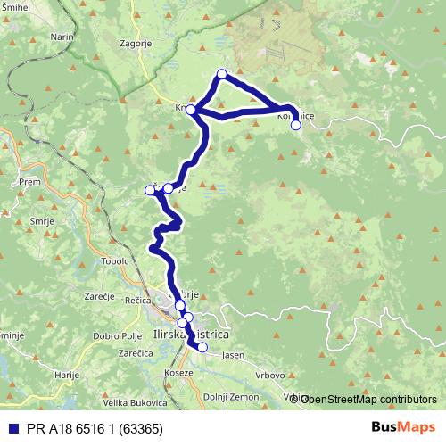 PR A18 6516 1 (63365) bus Line Map