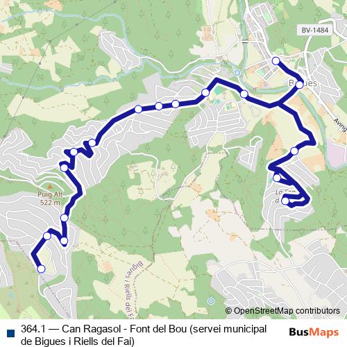 364.1 bus Line Map