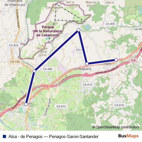 Alsa - de Penagos bus Line Map