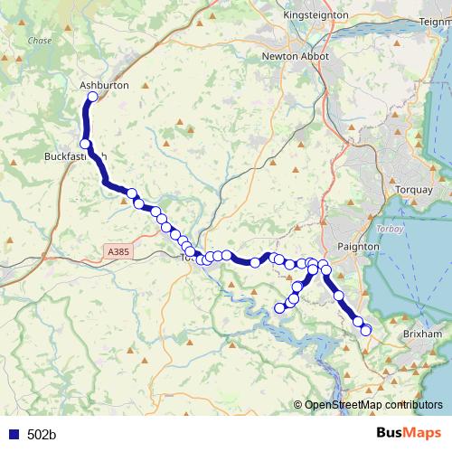 502b bus Line Map