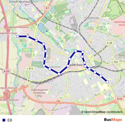 E6 bus Line Map