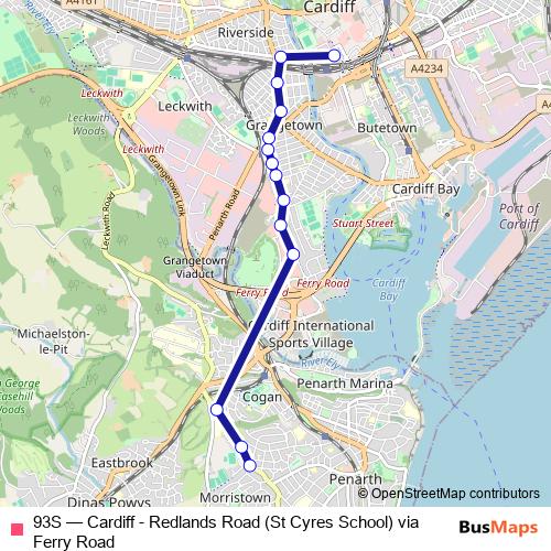 93S bus Line Map