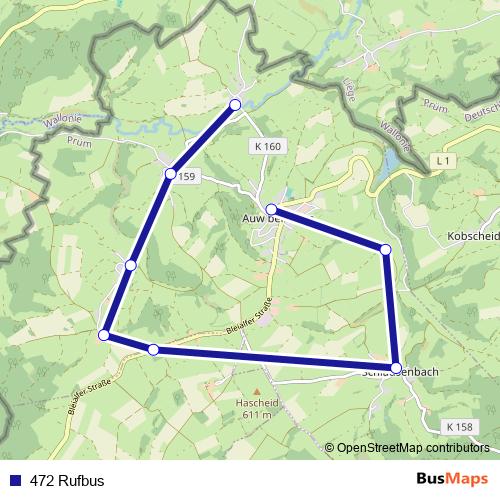 472 Rufbus bus Line Map