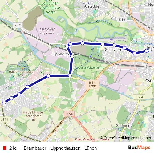 21e bus Line Map