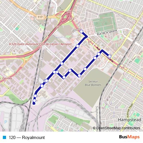 120 bus Line Map