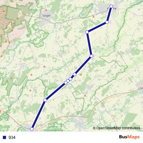 934 bus Line Map
