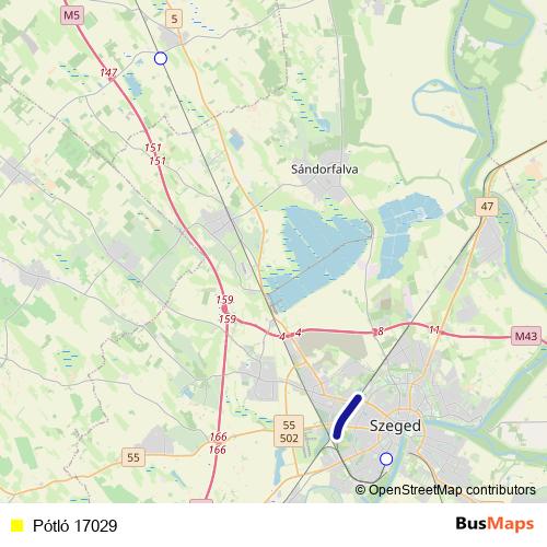 Pótló 17029 bus Line Map