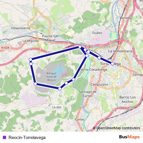Reocin-Torrelavega bus Line Map
