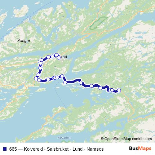 665 bus Line Map