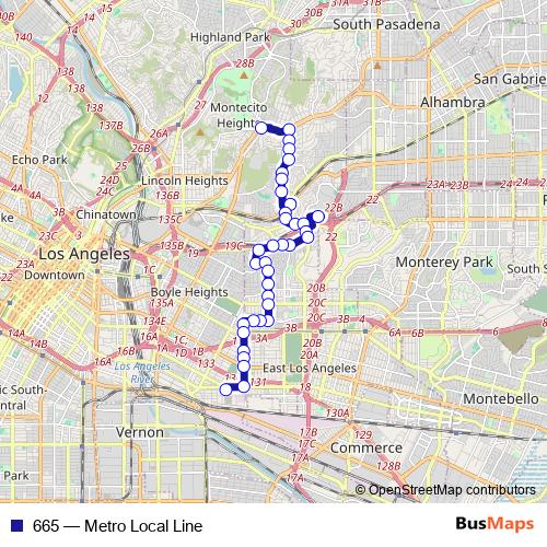 665 bus Line Map