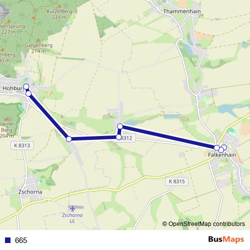 665 bus Line Map