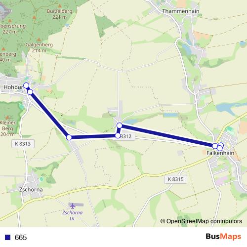 665 bus Line Map