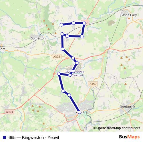 665 bus Line Map