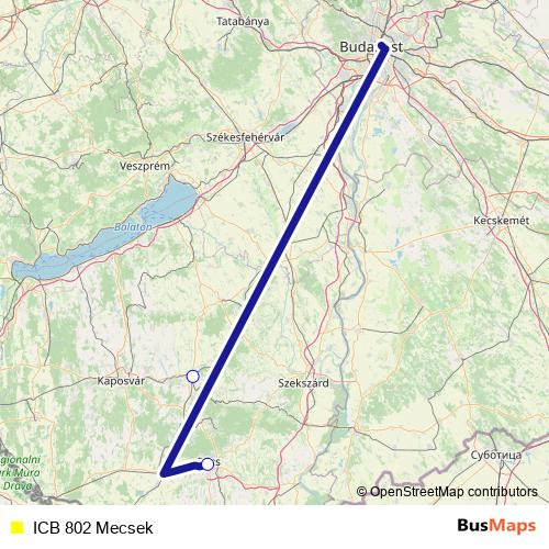 ICB 802 Mecsek bus Line Map