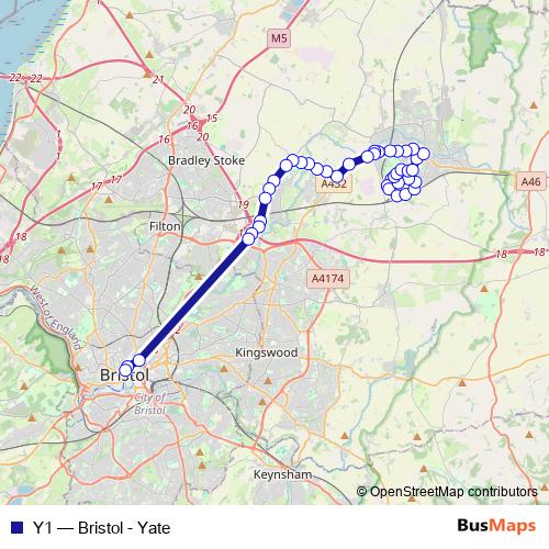Y1 bus Line Map