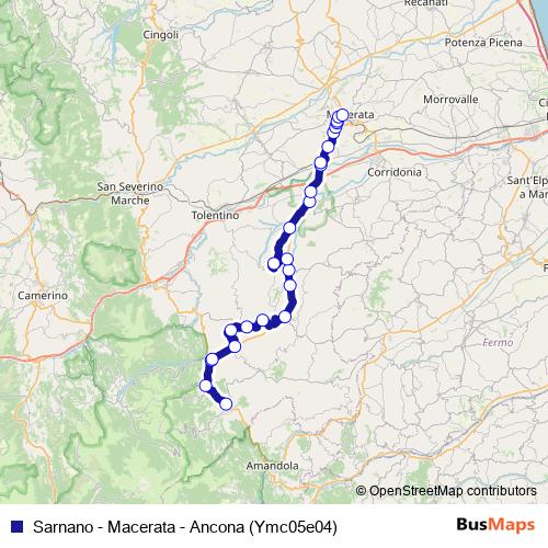 Sarnano - Macerata - Ancona (Ymc05e04) bus Line Map