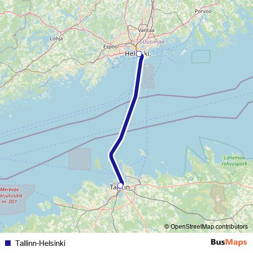 Tallinn-Helsinki ferry Line Map