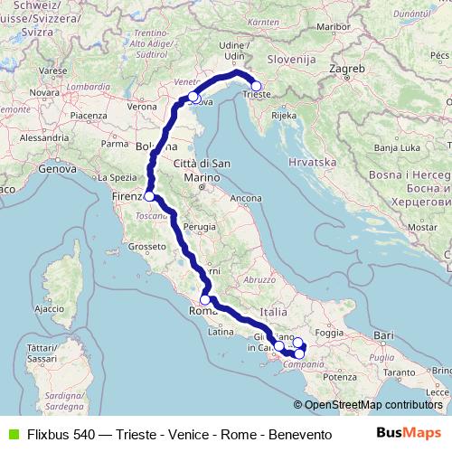 Flixbus 540 bus Line Map