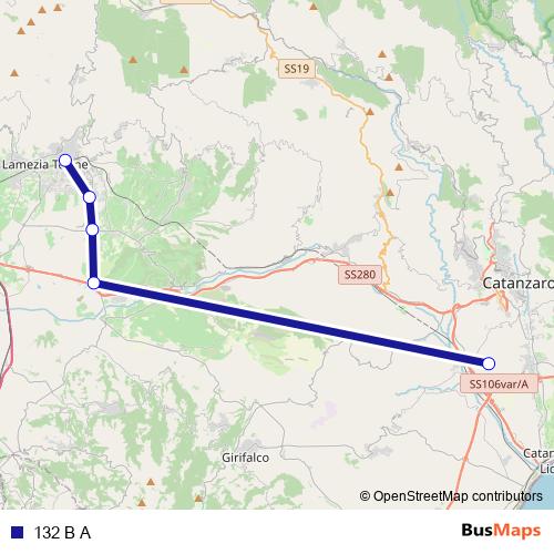 132 B A bus Line Map
