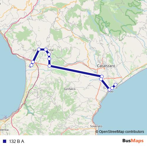 132 B A bus Line Map