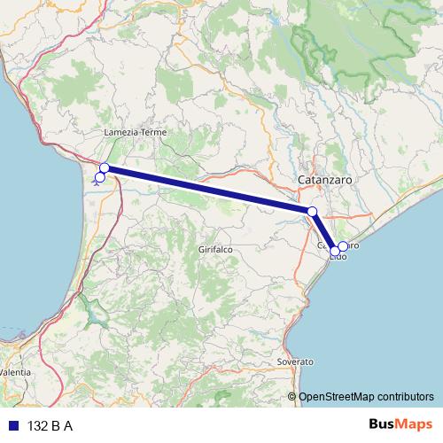 132 B A bus Line Map