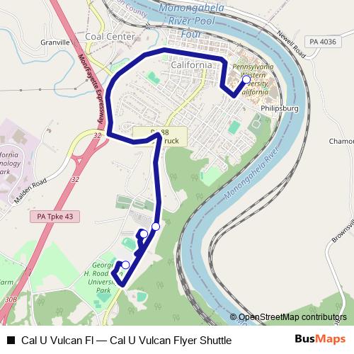Cal U Vulcan Fl bus Line Map