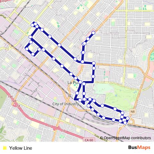 Yellow Line bus Line Map