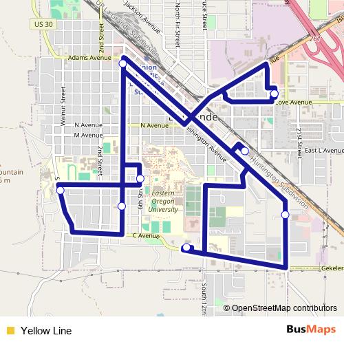Yellow Line bus Line Map