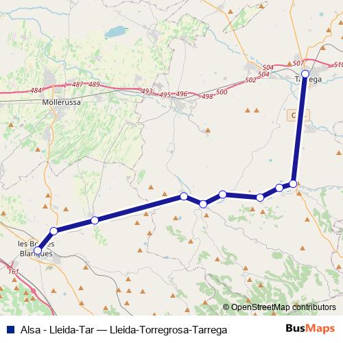 Alsa - Lleida-Tar bus Line Map