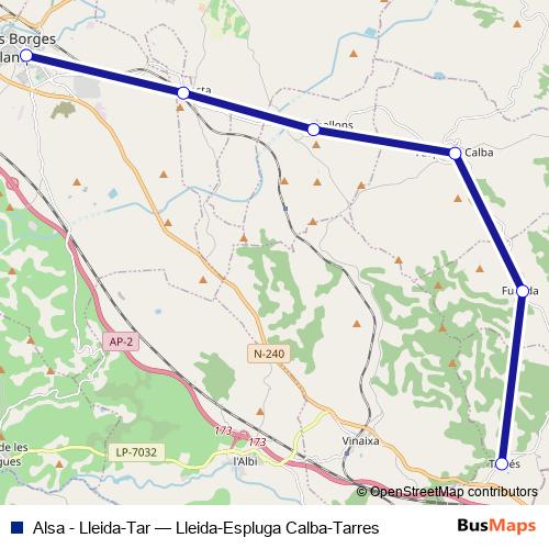 Alsa - Lleida-Tar bus Line Map