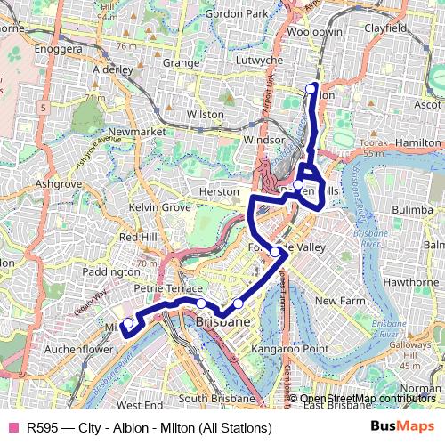 R595 bus Line Map