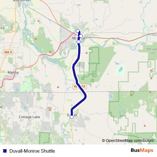Duvall-Monroe Shuttle bus Line Map