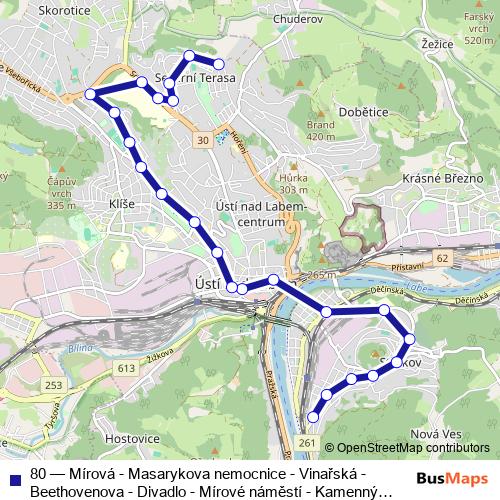 80 trolleybus Line Map