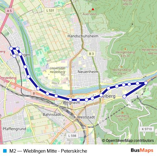 M2 bus Line Map