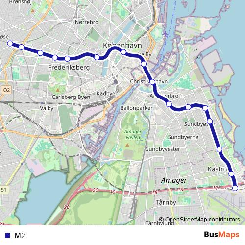 M2 bus Line Map