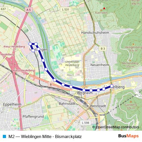 M2 bus Line Map