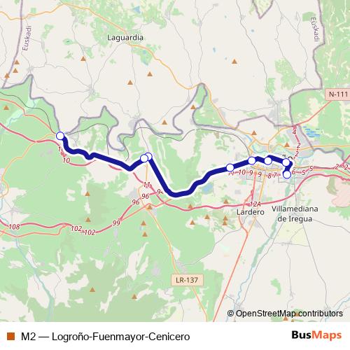 M2 bus Line Map