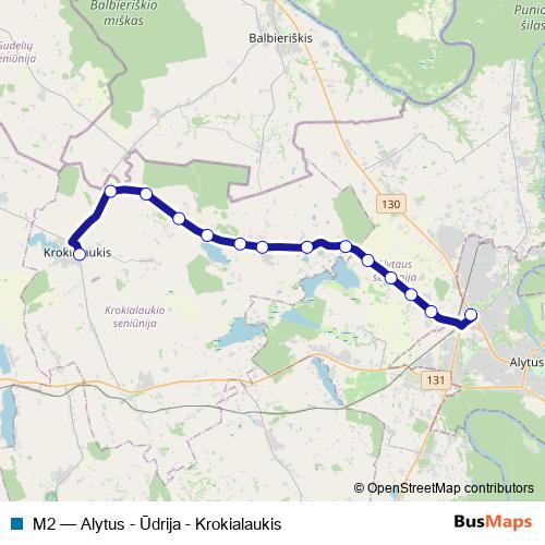 M2 bus Line Map