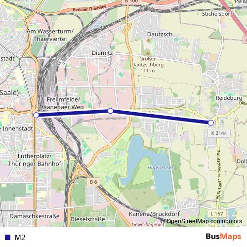 M2 bus Line Map