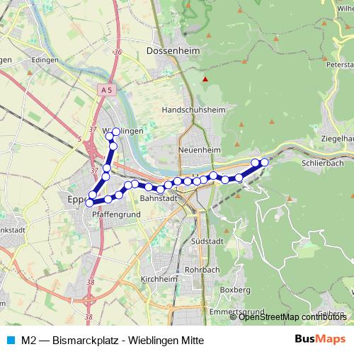 M2 bus Line Map