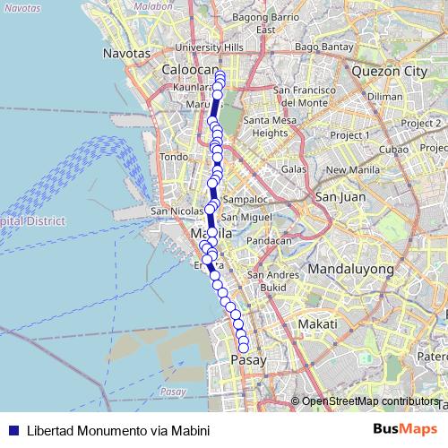 Libertad Monumento via Mabini bus Line Map