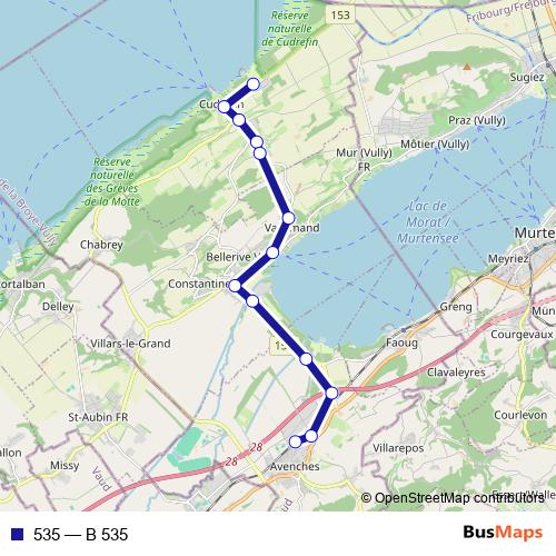 535 bus Line Map