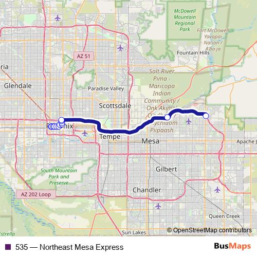 535 bus Line Map